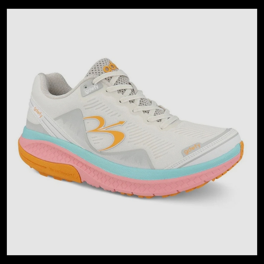Women's Athletic Shoes - White, Orange, Pink by Bzees